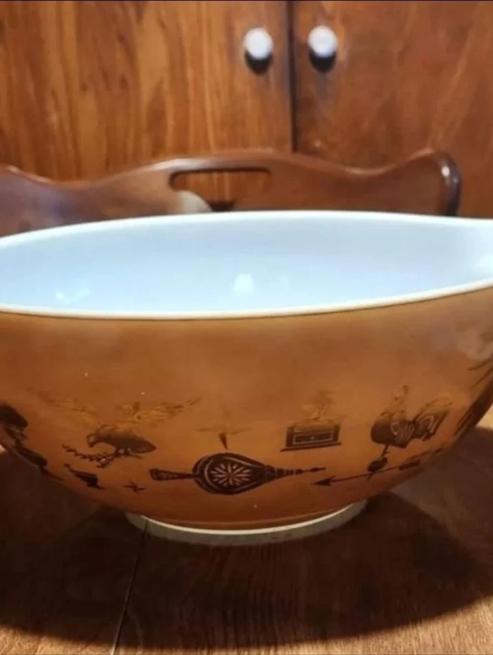 Vintage Pyrex Early American Nesting Mixing Bowls Set - Brown Americana Pattern